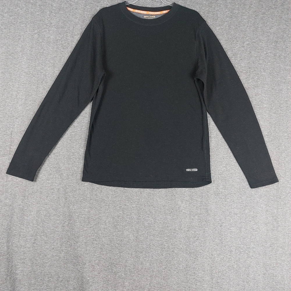 OMNI WOOL MENS BLACK POLYESTER WOOL BLEND LONG SLEEVE BASE LAYER TOP SIZE XL